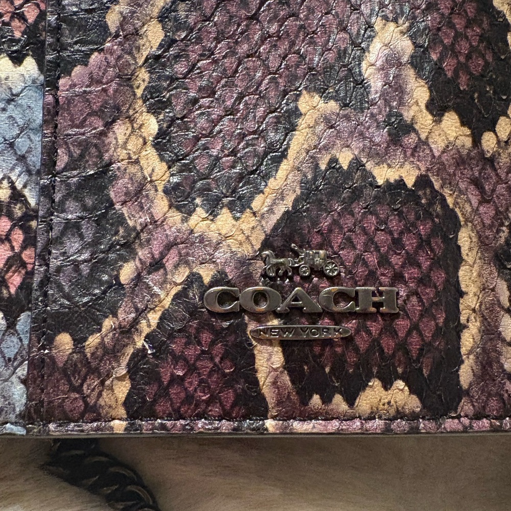 Coach Python Embossed Leather Chain Crossbody Sty… - image 2